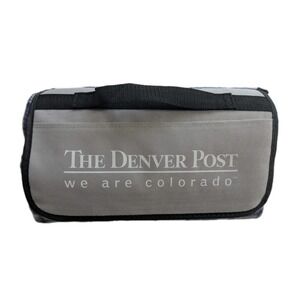 The Denver Post Roll-Up Picnic Blanket With Handle Blue Plaid
